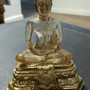 Vintage Gold and Clear Buddha Sculpture